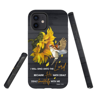 Sunflower Sparrow - I Will Sing Unto The Lord Psalm 136 Kjv Bible Verse Phone Case - Inspirational Bible Scripture iPhone Cases