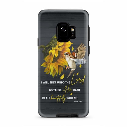 Sunflower Sparrow - I Will Sing Unto The Lord Psalm 136 Kjv Bible Verse Phone Case - Inspirational Bible Scripture iPhone Cases