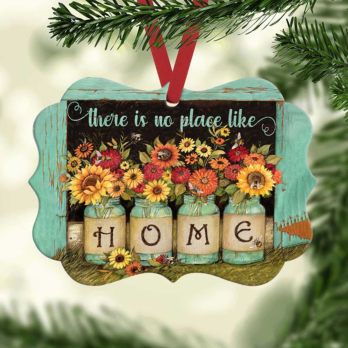Sunflower There Is No Place Like Home Faith Ornament - Christmas Ornament - Ciaocustom