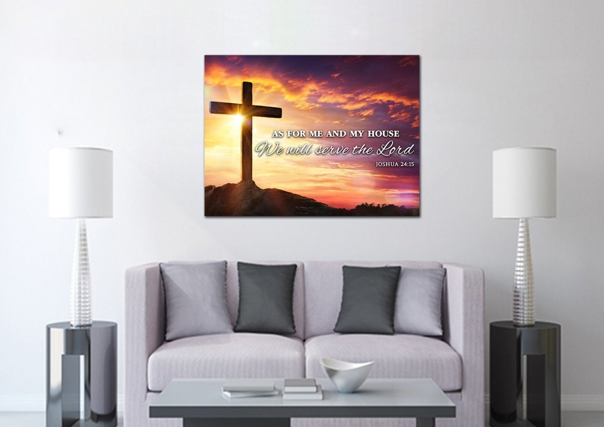 Sunrise As For Me And My House We Will Serve The Lord Wall Art - Christian Canvas Wall Art