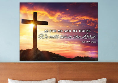 Sunrise As For Me And My House We Will Serve The Lord Wall Art - Christian Canvas Wall Art