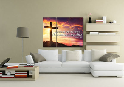 Sunrise As For Me And My House We Will Serve The Lord Wall Art - Christian Canvas Wall Art