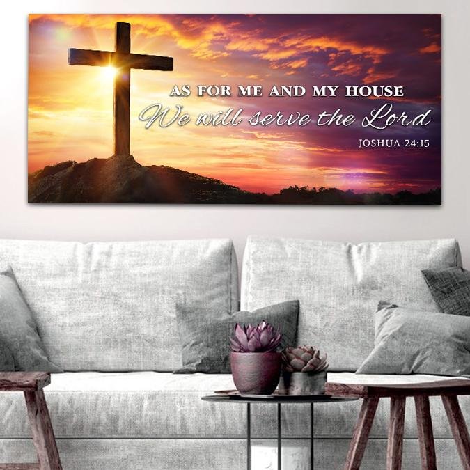 Sunrise As For Me And My House We Will Serve The Lord Wall Art - Christian Canvas Wall Art