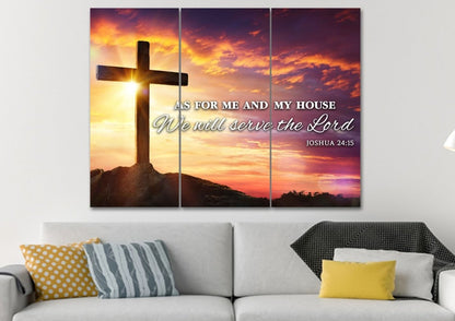 Sunrise As For Me And My House We Will Serve The Lord Wall Art - Christian Canvas Wall Art