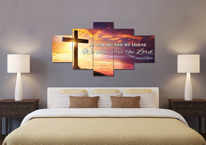 Sunrise As For Me And My House We Will Serve The Lord Wall Art - Christian Canvas Wall Art