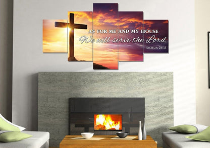 Sunrise As For Me And My House We Will Serve The Lord Wall Art - Christian Canvas Wall Art