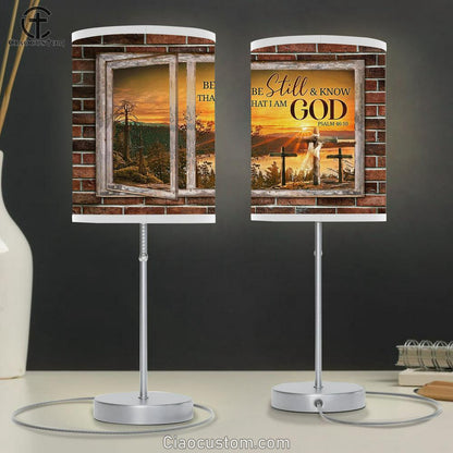 Sunset Be Still And Know That I Am God Table Lamp Art - Bible Verse Lamp Art - Room Decor Christian