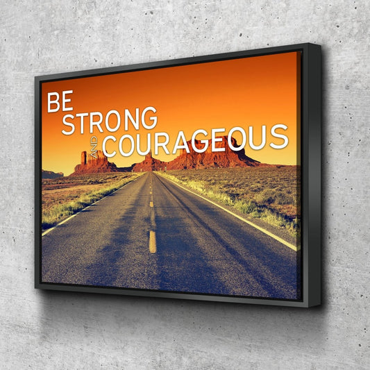 Sunset Journey Joshua 19 Be Strong And Courageous Wall Art - Christian Canvas Wall Art