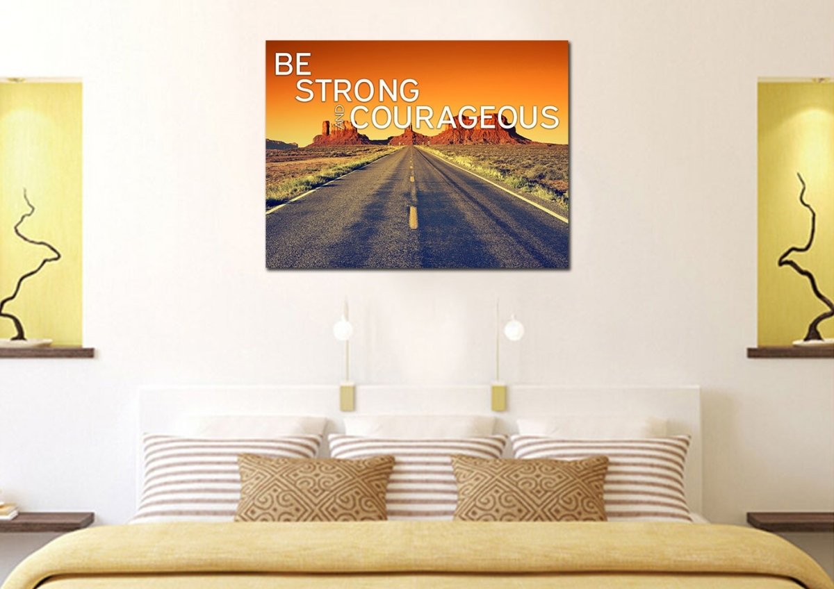 Sunset Journey Joshua 19 Be Strong And Courageous Wall Art - Christian Canvas Wall Art