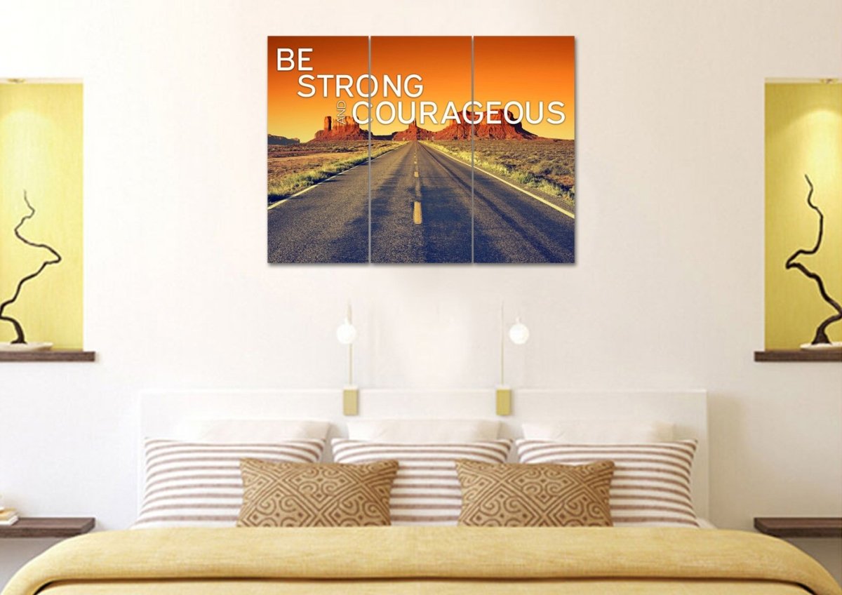 Sunset Journey Joshua 19 Be Strong And Courageous Wall Art - Christian Canvas Wall Art