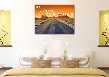 Sunset Journey Joshua 19 Be Strong And Courageous Wall Art - Christian Canvas Wall Art