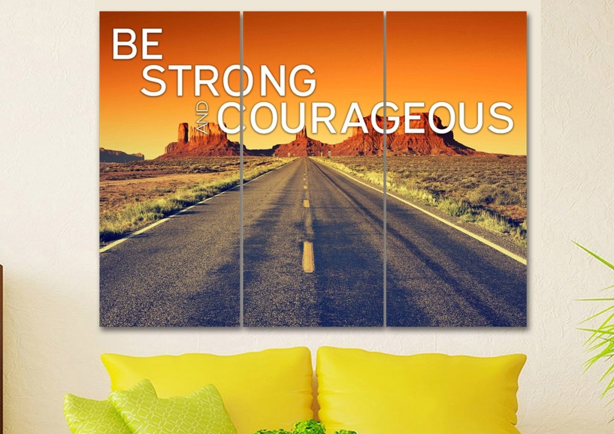Sunset Journey Joshua 19 Be Strong And Courageous Wall Art - Christian Canvas Wall Art
