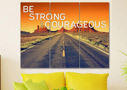Sunset Journey Joshua 19 Be Strong And Courageous Wall Art - Christian Canvas Wall Art