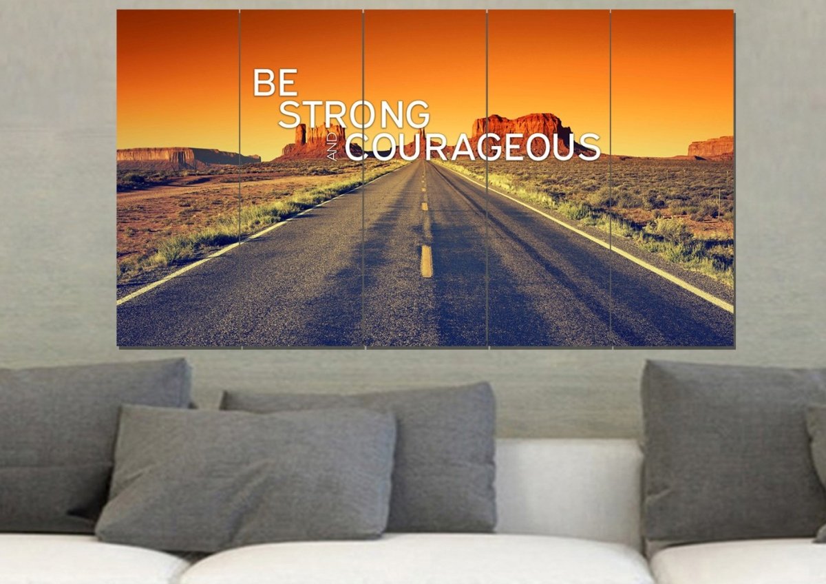 Sunset Journey Joshua 19 Be Strong And Courageous Wall Art - Christian Canvas Wall Art