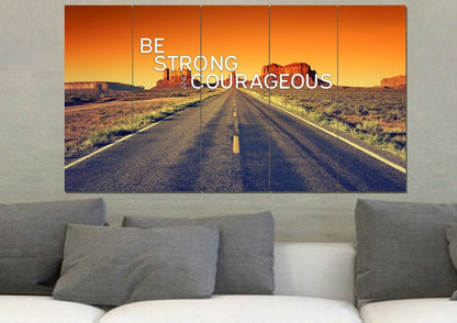 Sunset Journey Joshua 19 Be Strong And Courageous Wall Art - Christian Canvas Wall Art