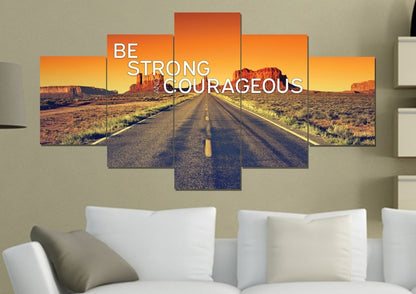 Sunset Journey Joshua 19 Be Strong And Courageous Wall Art - Christian Canvas Wall Art