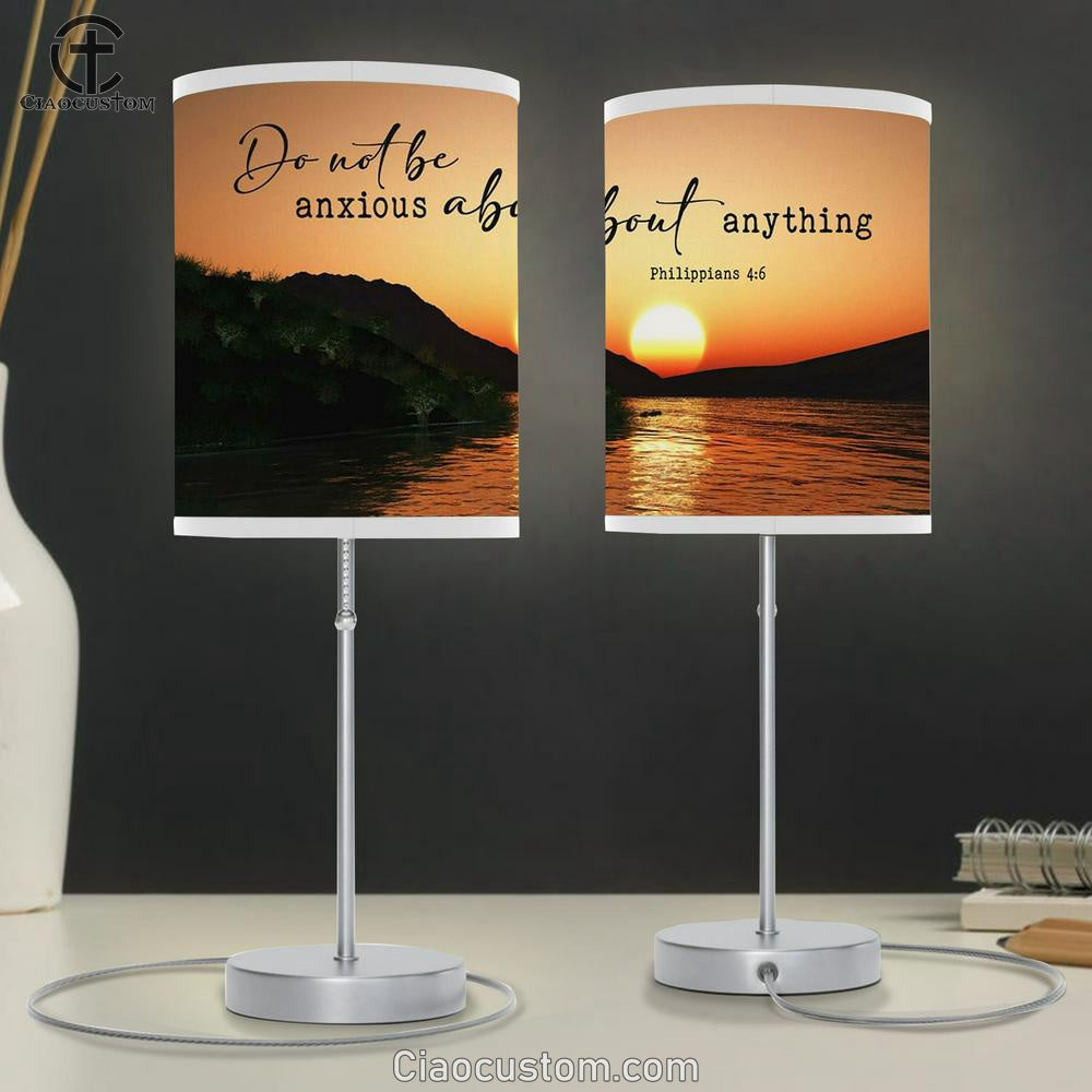 Sunset Philippians 46 Do Not Be Anxious About Anything Lamp Art Table Lamp - Christian Lamp Art Decor - Scripture Table Lamp Prints