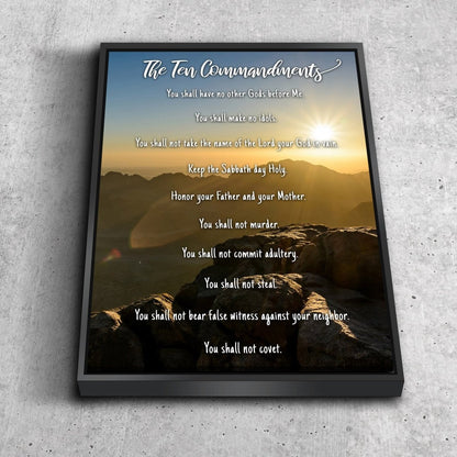 Sunset Sunrise At Mount Sinai & 10 Commandments Canvas Wall Art