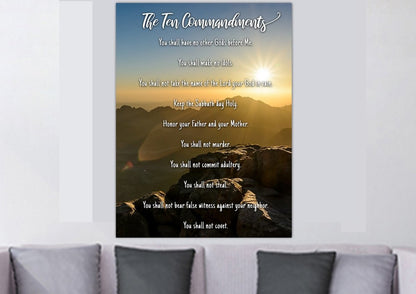 Sunset Sunrise At Mount Sinai & 10 Commandments Canvas Wall Art