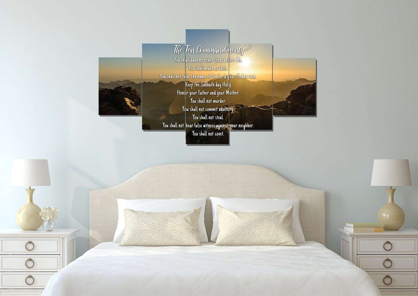 Sunset Sunrise At Mount Sinai & 10 Commandments Canvas Wall Art