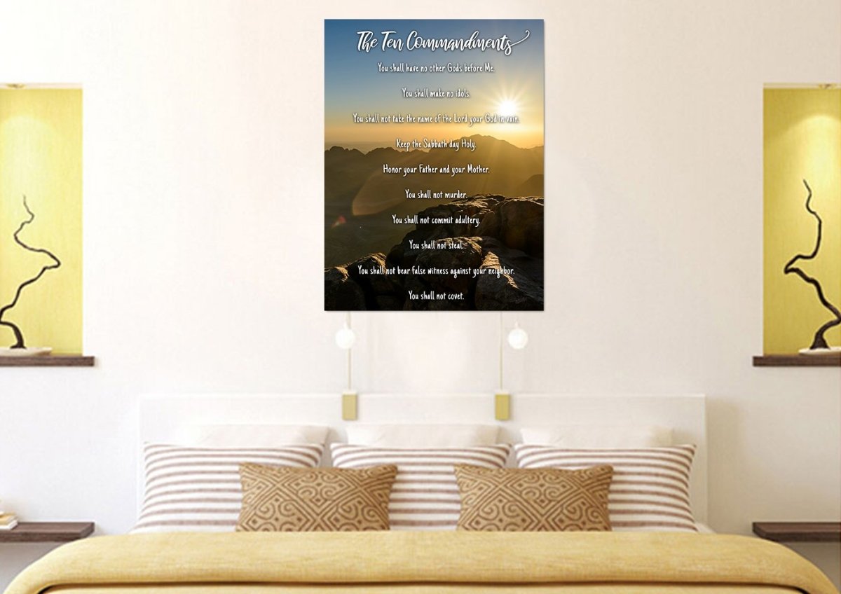 Sunset Sunrise At Mount Sinai & 10 Commandments Canvas Wall Art