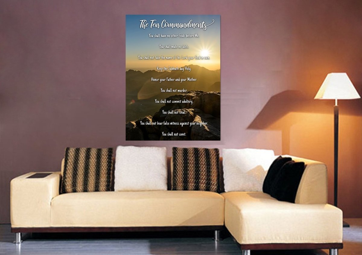 Sunset Sunrise At Mount Sinai & 10 Commandments Canvas Wall Art