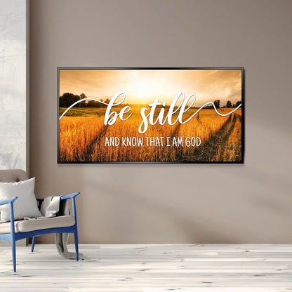 Sunset Wheat Fields & Be Still Wall Art Canvas - Christian Canvas Wall Art