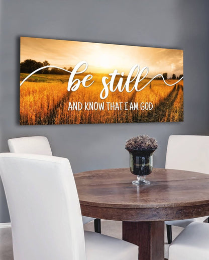 Sunset Wheat Fields & Be Still Wall Art Canvas - Christian Canvas Wall Art