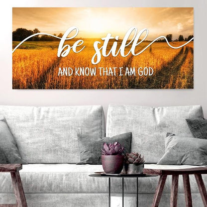 Sunset Wheat Fields & Be Still Wall Art Canvas - Christian Canvas Wall Art