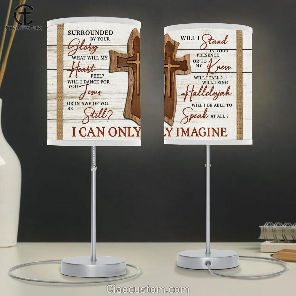 Surrounded By Your Glory - Wooden Cross Table Lamp Prints - Bible Verse Lamp Art - Christian Home Decor