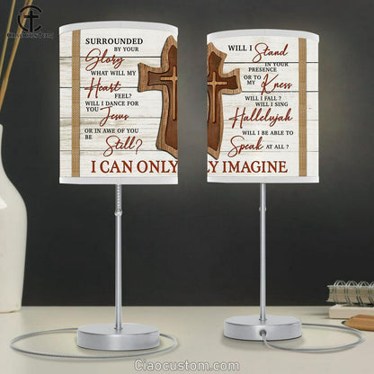 Surrounded By Your Glory - Wooden Cross Table Lamp Prints - Bible Verse Lamp Art - Christian Home Decor