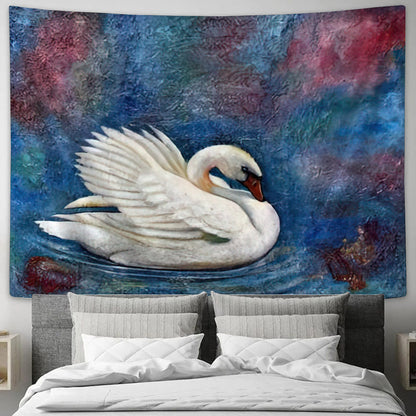 Swan Oil Painting Tapestry - Tapestry Wall Decor - Home Decor Living Room