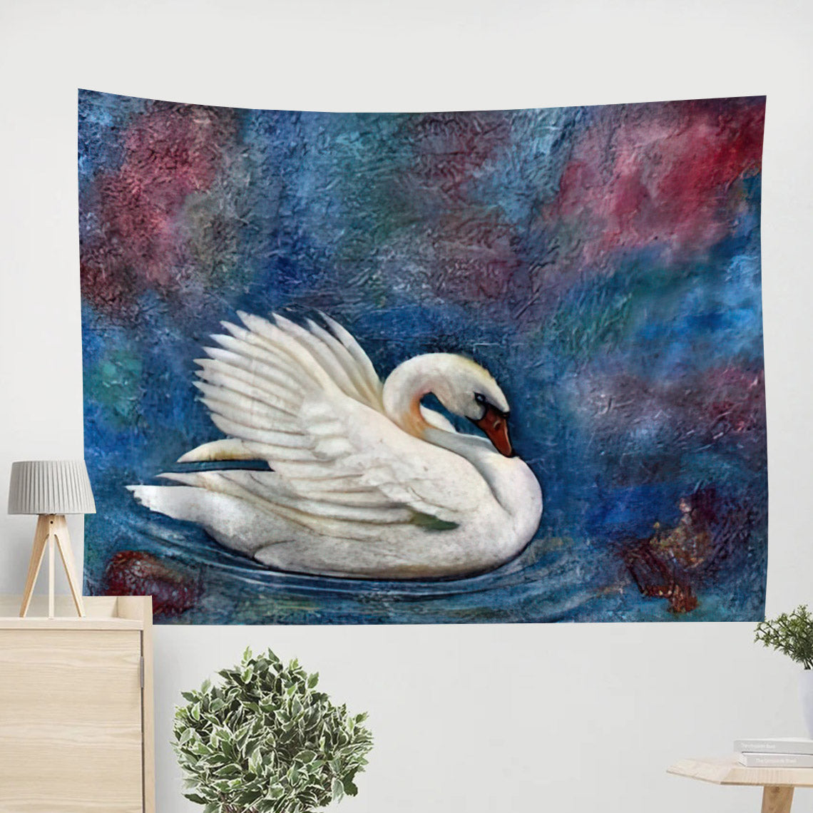 Swan Oil Painting Tapestry - Tapestry Wall Decor - Home Decor Living Room