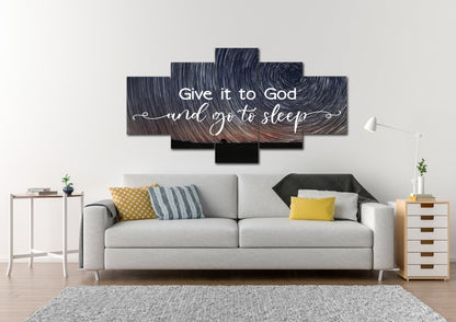 Swirly Stars Give It To God And Go To Sleep Sign, Wall Art & Decor - Christian Canvas Wall Art