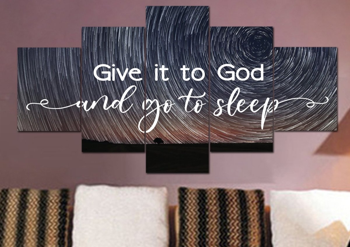 Swirly Stars Give It To God And Go To Sleep Sign, Wall Art & Decor - Christian Canvas Wall Art