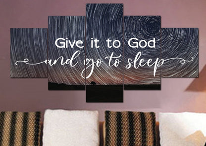 Swirly Stars Give It To God And Go To Sleep Sign, Wall Art & Decor - Christian Canvas Wall Art