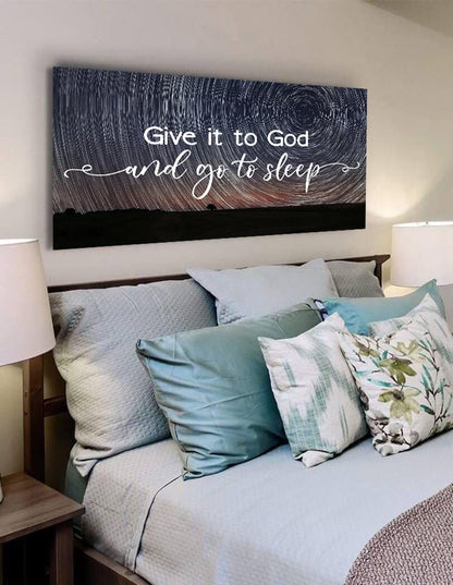 Swirly Stars Give It To God And Go To Sleep Sign, Wall Art & Decor - Christian Canvas Wall Art