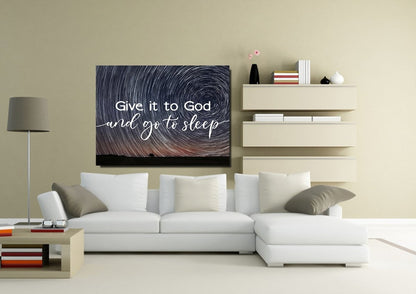 Swirly Stars Give It To God And Go To Sleep Sign, Wall Art & Decor - Christian Canvas Wall Art