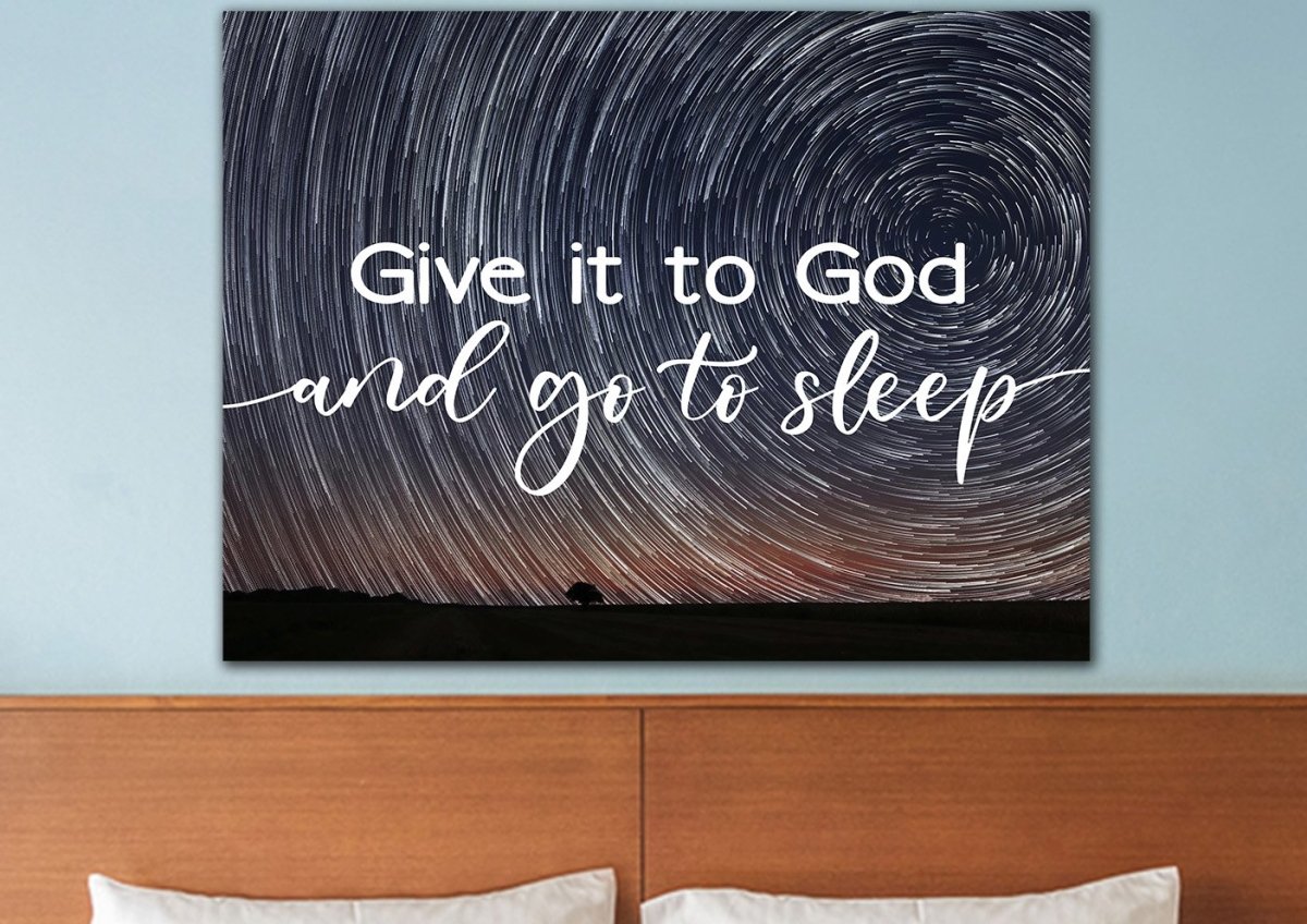 Swirly Stars Give It To God And Go To Sleep Sign, Wall Art & Decor - Christian Canvas Wall Art