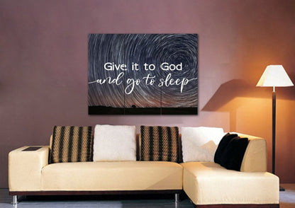 Swirly Stars Give It To God And Go To Sleep Sign, Wall Art & Decor - Christian Canvas Wall Art