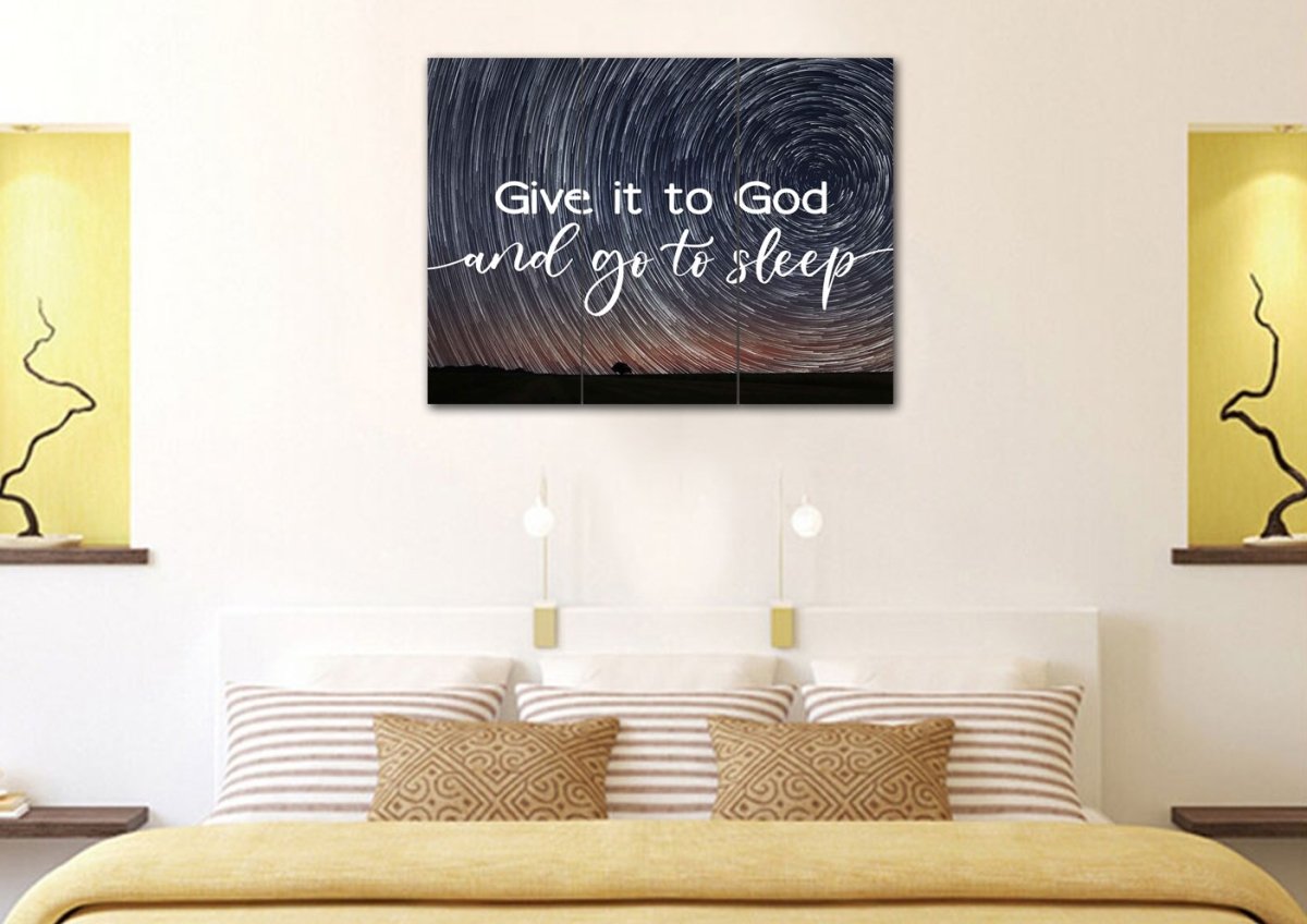 Swirly Stars Give It To God And Go To Sleep Sign, Wall Art & Decor - Christian Canvas Wall Art
