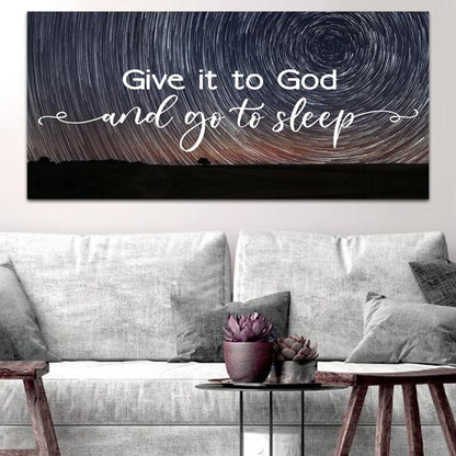 Swirly Stars Give It To God And Go To Sleep Sign, Wall Art & Decor - Christian Canvas Wall Art