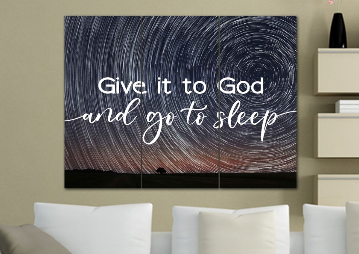 Swirly Stars Give It To God And Go To Sleep Sign, Wall Art & Decor - Christian Canvas Wall Art
