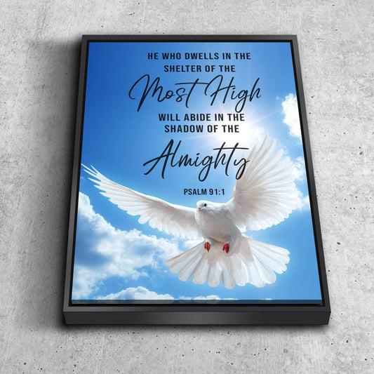 Swooping Dove & Psalm 911 Canvas Wall Art