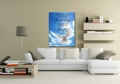 Swooping Dove & Psalm 911 Canvas Wall Art