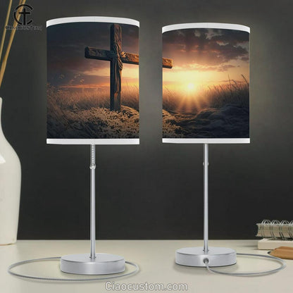 Symbol Love Pray Cross Sunset Table Lamp Pictures - Faith Art - Christian Table Lamp For Bedroom Decor