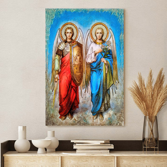 Synaxis Of The Holy Archangels Michael And Gabriel Canvas Wall Art - Catholic Canvas Wall Art - Religious Gift