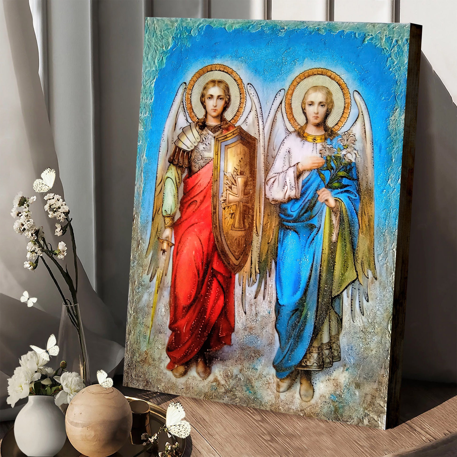 Synaxis Of The Holy Archangels Michael And Gabriel Canvas Wall Art - Catholic Canvas Wall Art - Religious Gift