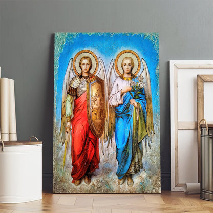Synaxis Of The Holy Archangels Michael And Gabriel Canvas Wall Art - Catholic Canvas Wall Art - Religious Gift