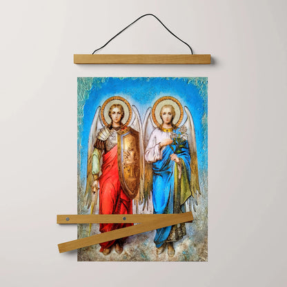Synaxis Of The Holy Archangels Michael And Gabriel Hanging Canvas Wall Art - Catholic Hanging Canvas Wall Art - Religious Gift